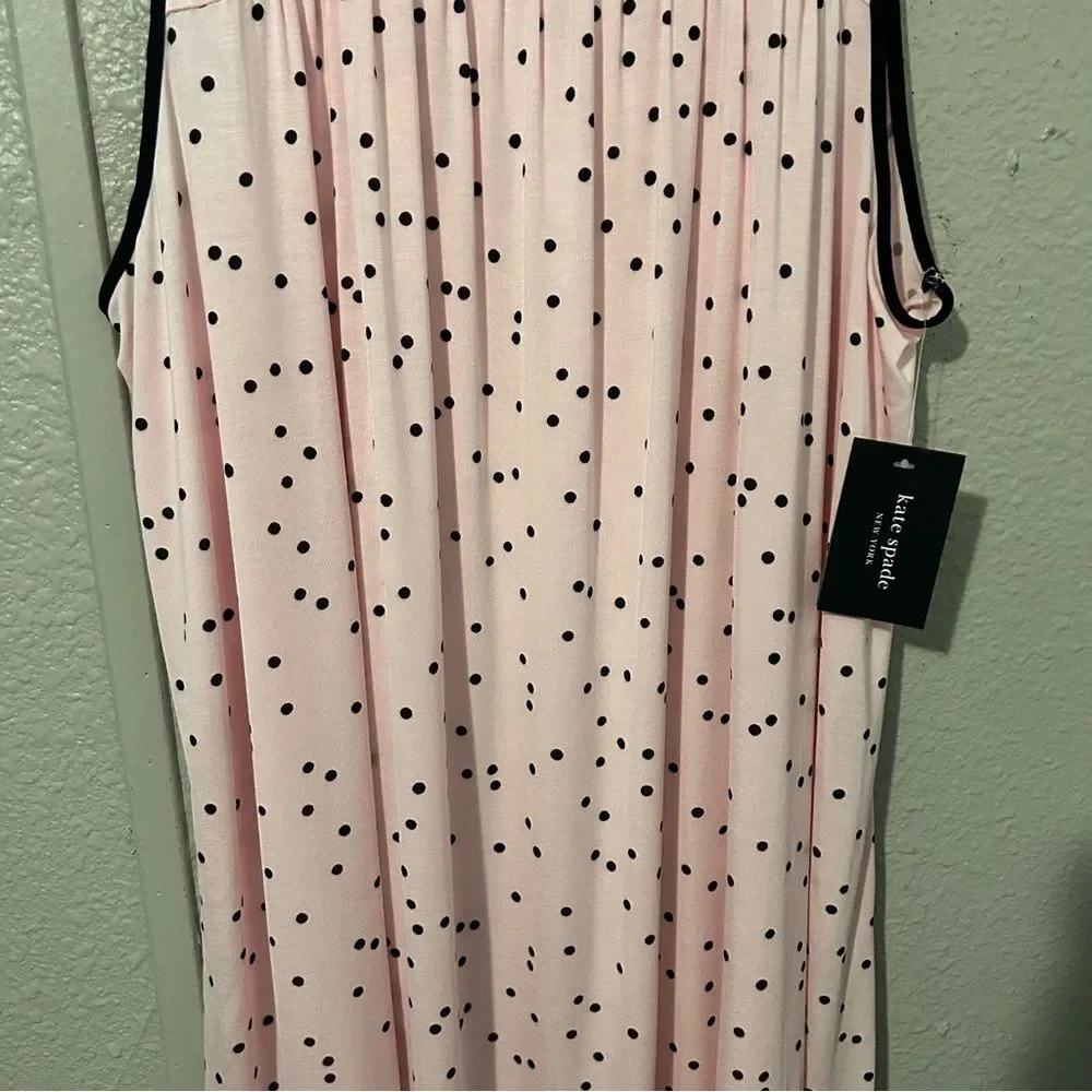 NWT Kate Spade New York Dot-Print Jersey Knit Chemise Pink/ Black Size 1X